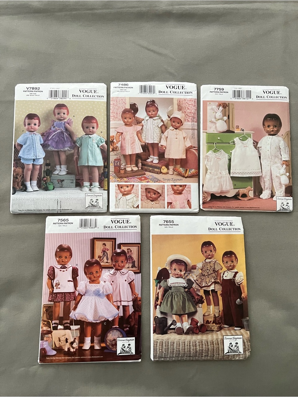 Vogue 18” Doll Collection Patterns - lot of 5